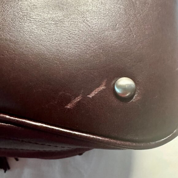 Patricia Nash Melrose Brushed Italian Nubuck Drawstring Bucket Bag Plum Key Fob - Picture 10 of 16